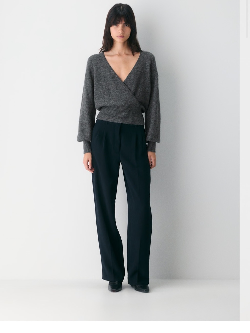 Aritzia Wilfred SoftSpoke™ Dear Wrap Sweater in Heather Charcoal